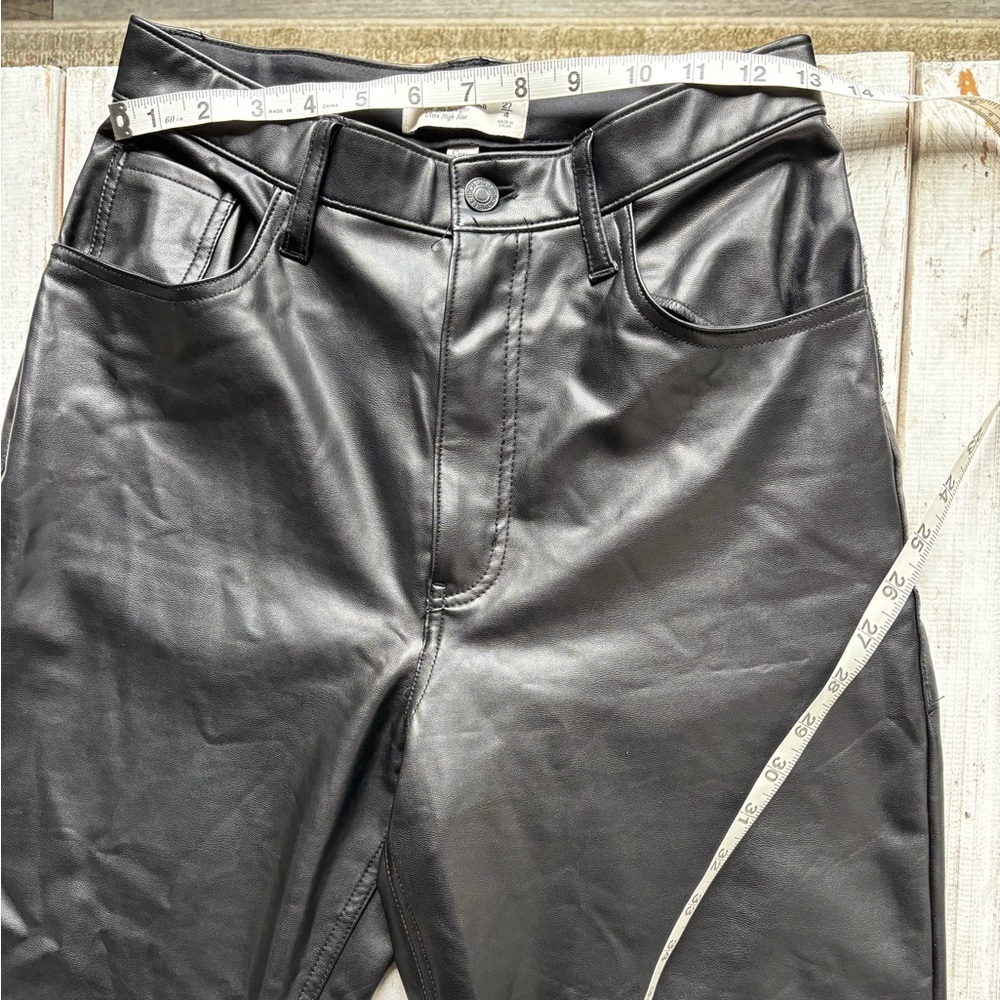 Abercrombie&Fitch 90s Straight Ultra High Rise Curve Love Faux Leather Pants  29 - Picture 5 of 12